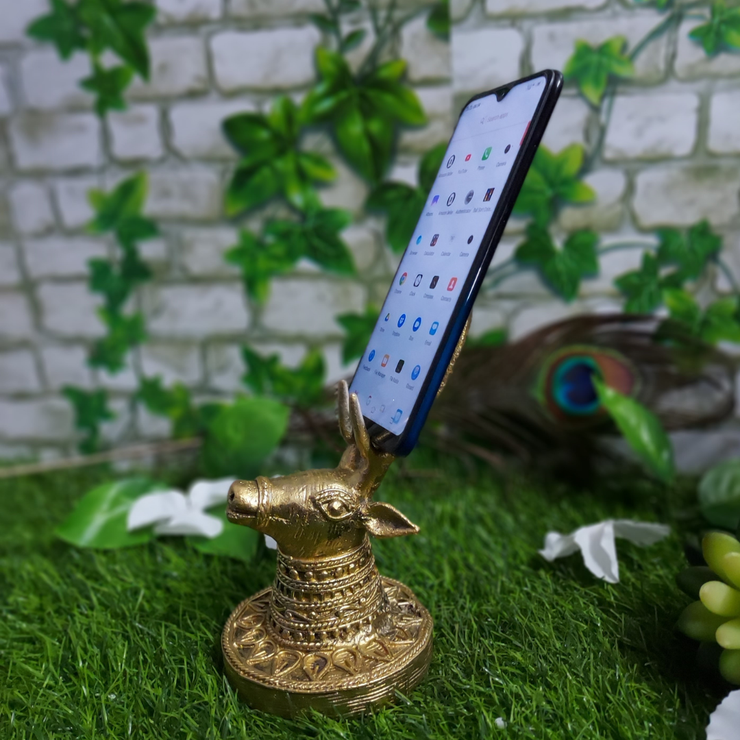 Brass Deer Horns Mobile Stand