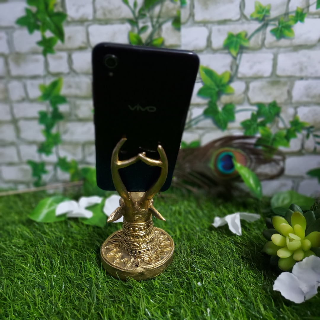 Brass Deer Horns Mobile Stand