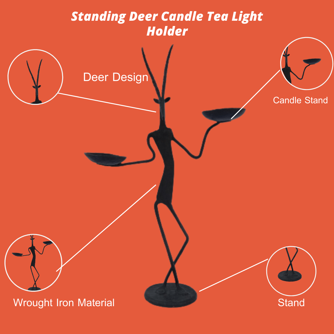 Pratibha Art Deer Diya and Candle Stand Deer Hand Diya and Candle Stand