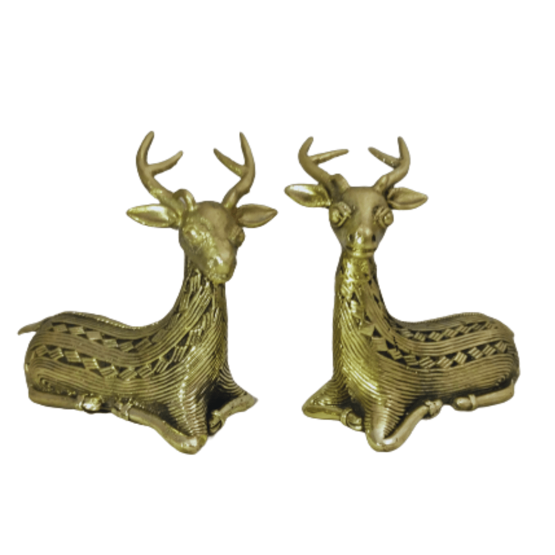 Pratibha Art Deer Pair Sitting Deer Child Pair
