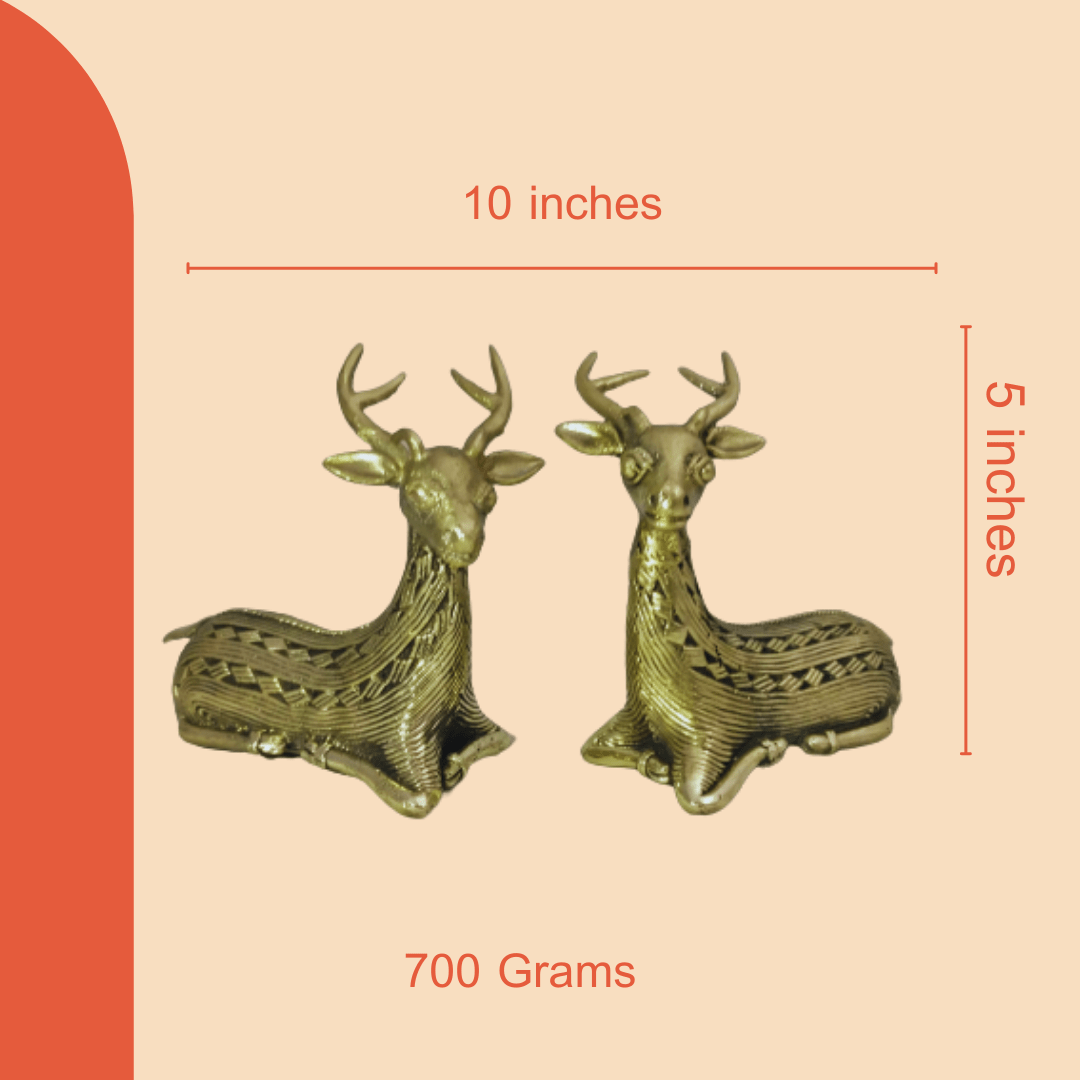 Pratibha Art Deer Pair Sitting Deer Child Pair