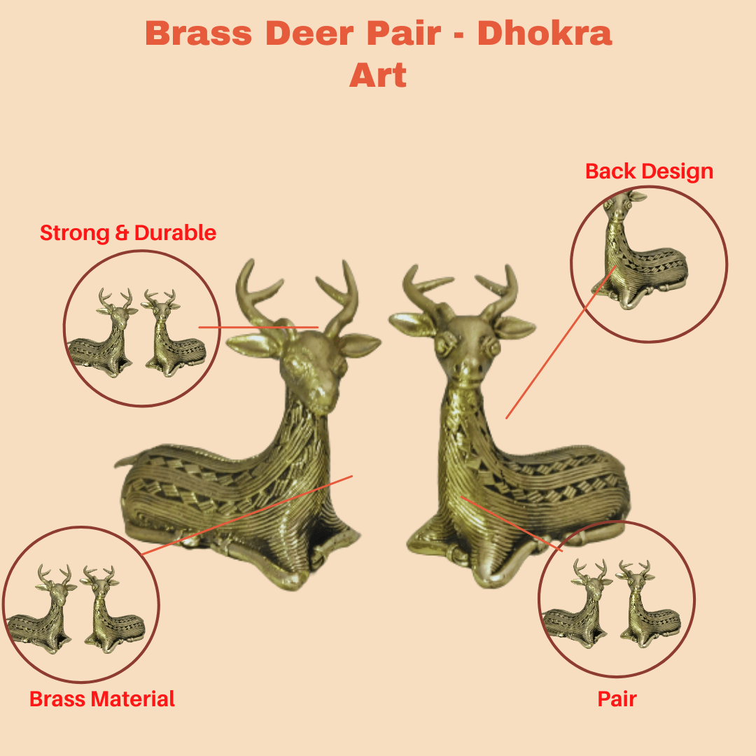 Pratibha Art Deer Pair Sitting Deer Child Pair