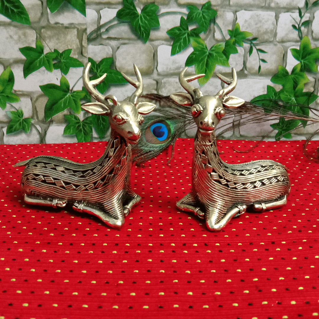 Pratibha Art Deer Pair Sitting Deer Child Pair