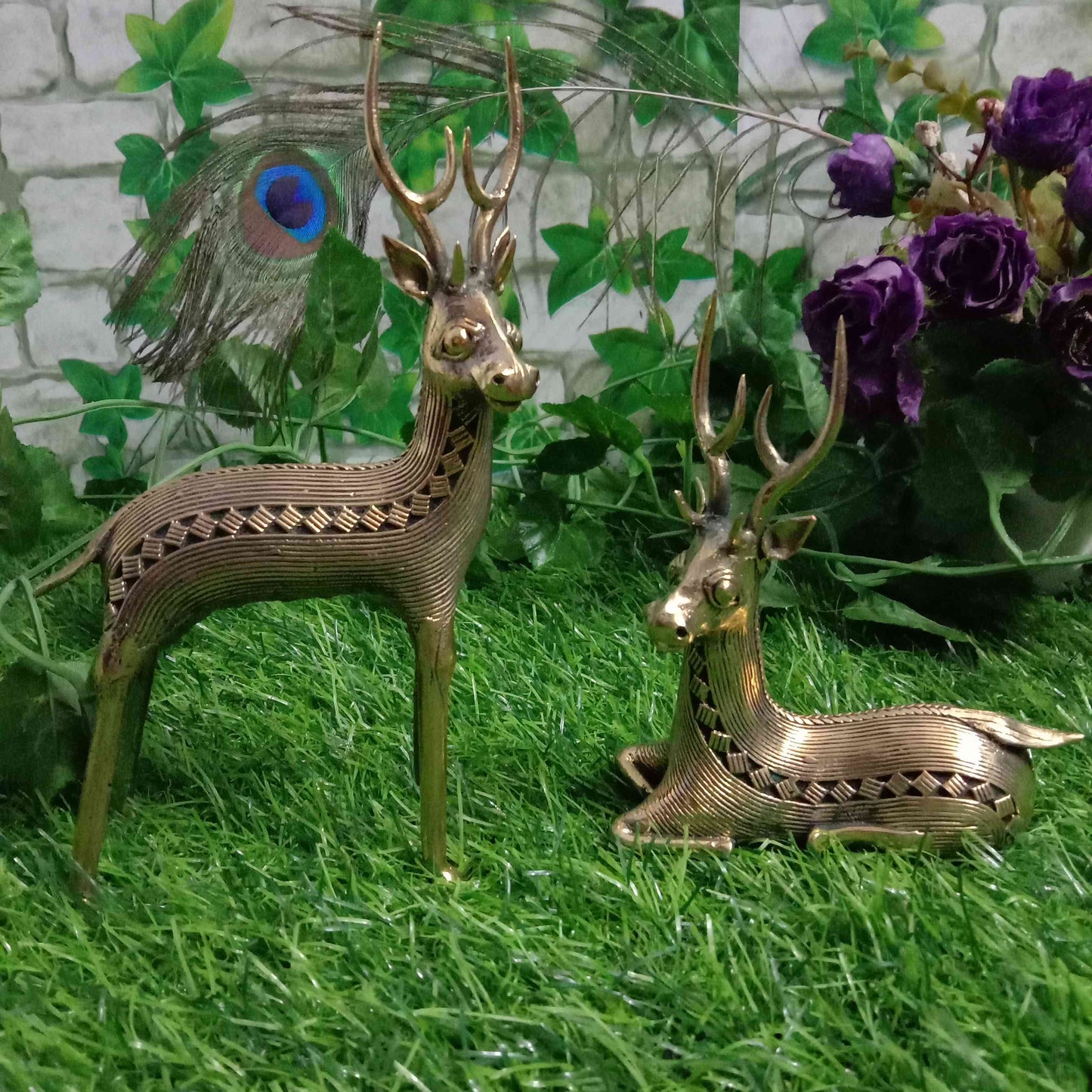 Pratibha Art Deer Pair Small Deer Pair Sitting and Standing