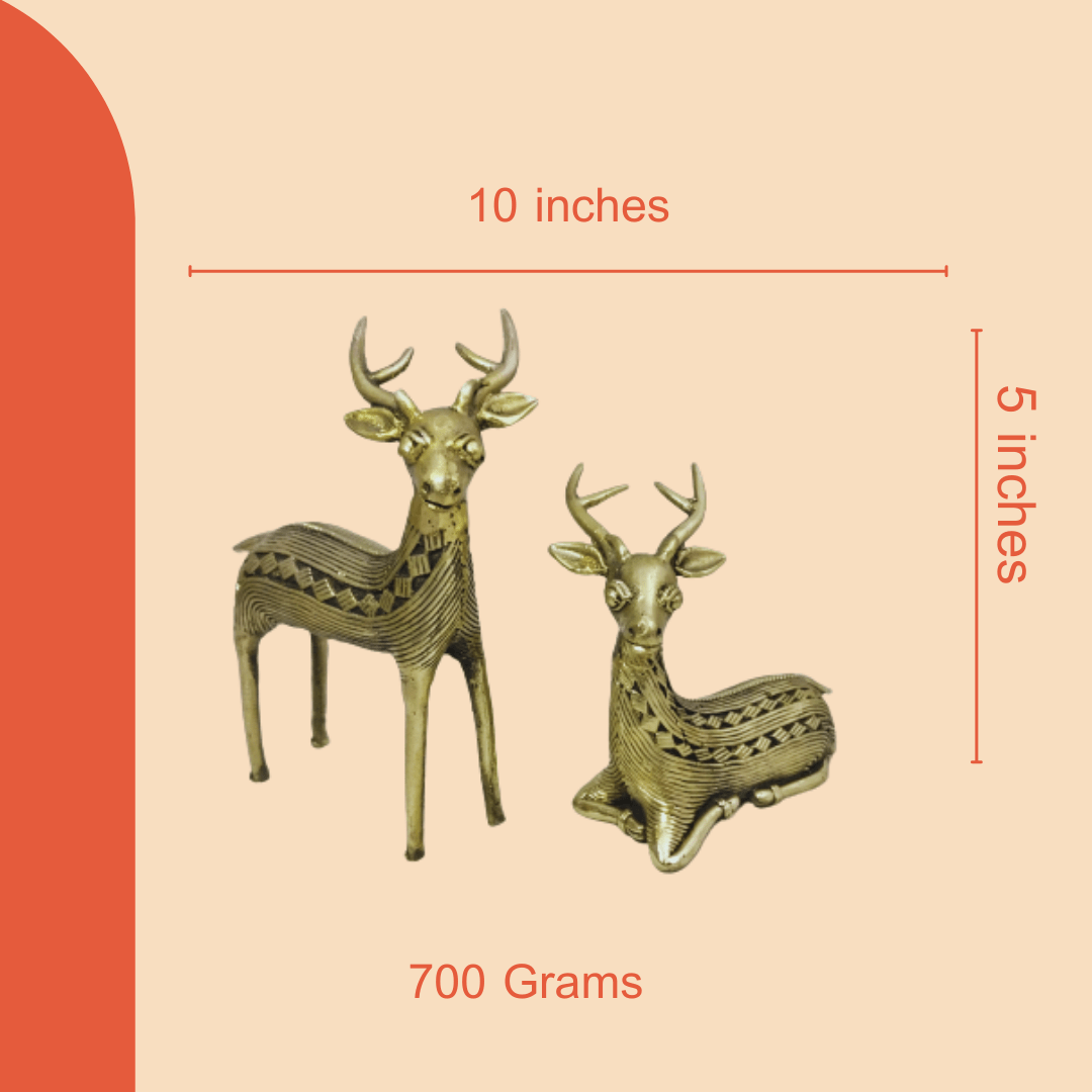 Pratibha Art Deer Pair Standing and Standing Deer Child Pair
