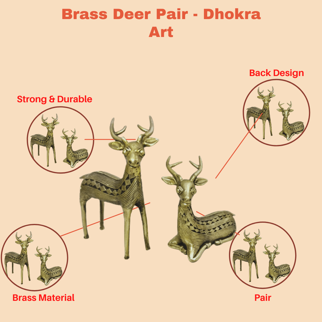 Pratibha Art Deer Pair Standing and Standing Deer Child Pair