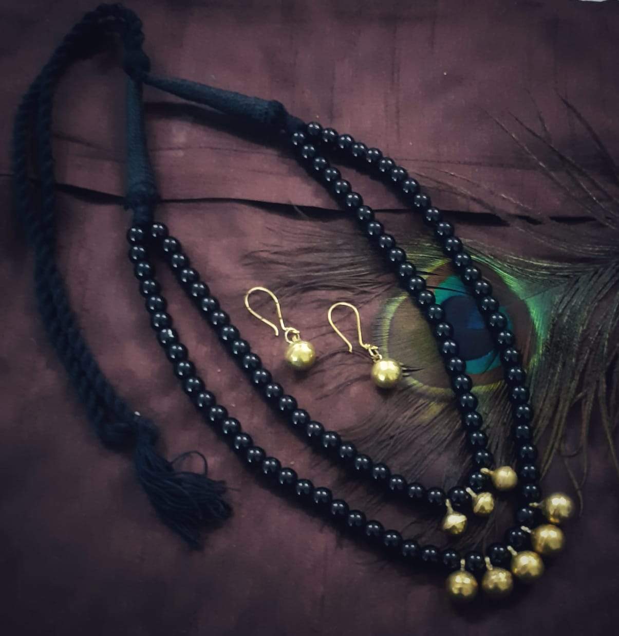 Pratibha Art Dhokra Jewellary Dhokra Art Jewelry- Black and Golden Beads