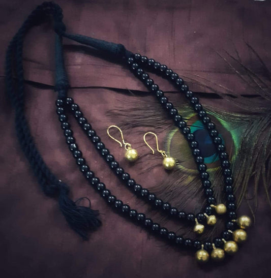 Pratibha Art Dhokra Jewellary Dhokra Art Jewelry- Black and Golden Beads