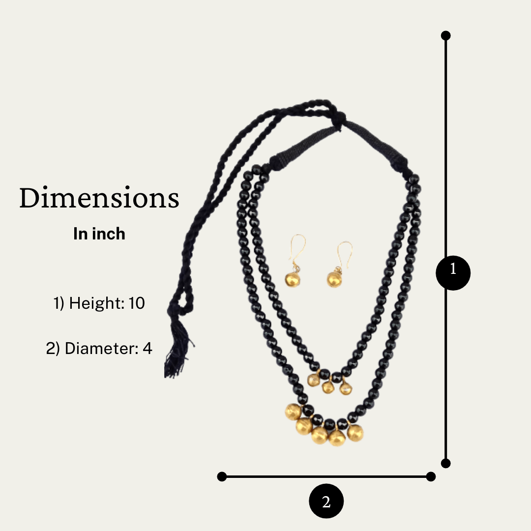 Pratibha Art Dhokra Jewellary Dhokra Art Jewelry- Black and Golden Beads