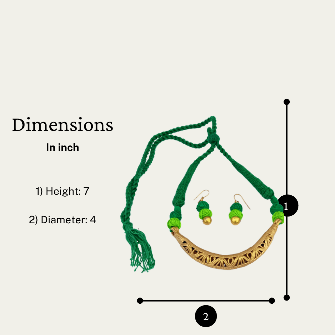 Pratibha Art Dhokra Jewellary Dhokra Art Jewelry-Green Jari
