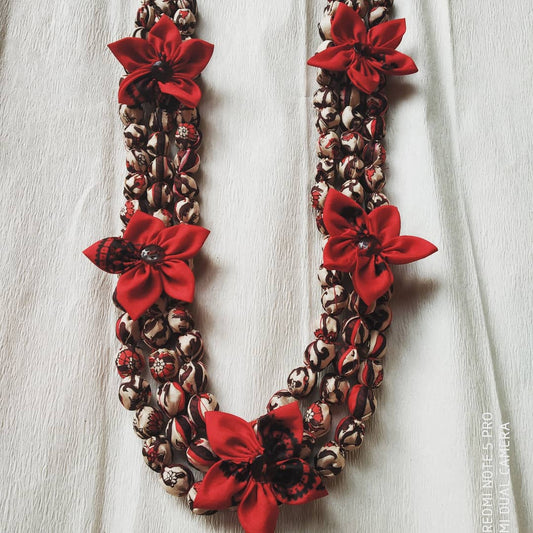 Pratibha Art Dhokra Jewellary Three Layers Bead Fabric Jewelry