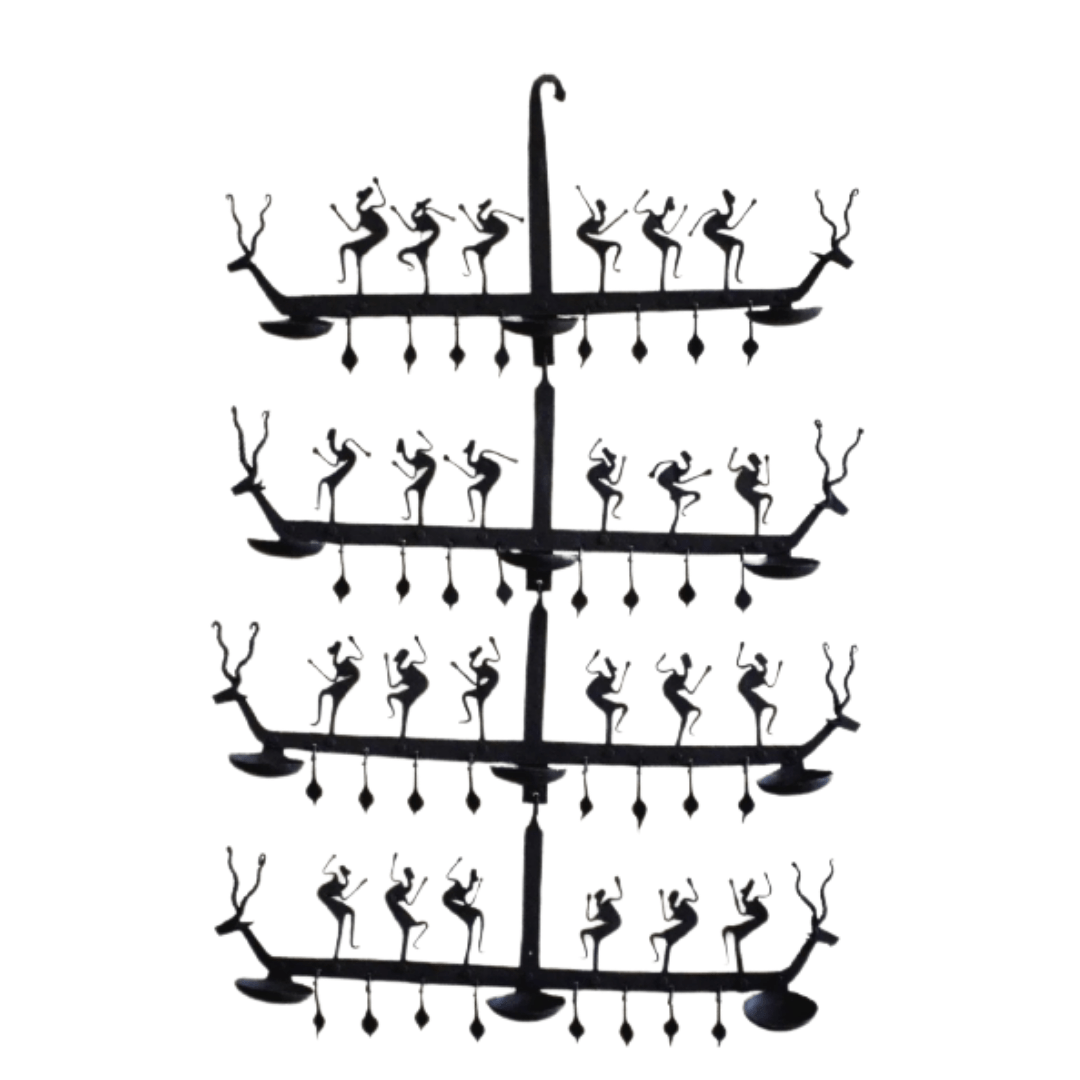 Pratibha Art Frame Deer Adiwasi Wall Hanging Diya and Candle Stand