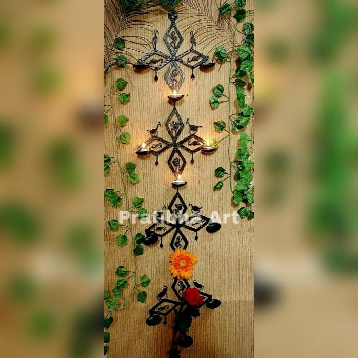 Designer Bird Design Wall Hanging Diya and Candle Stand