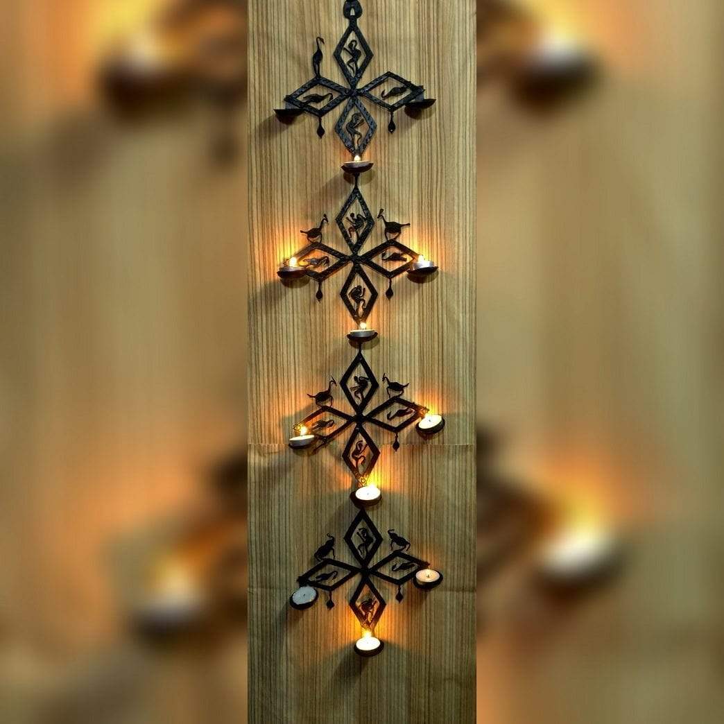 Designer Bird Design Wall Hanging Diya and Candle Stand