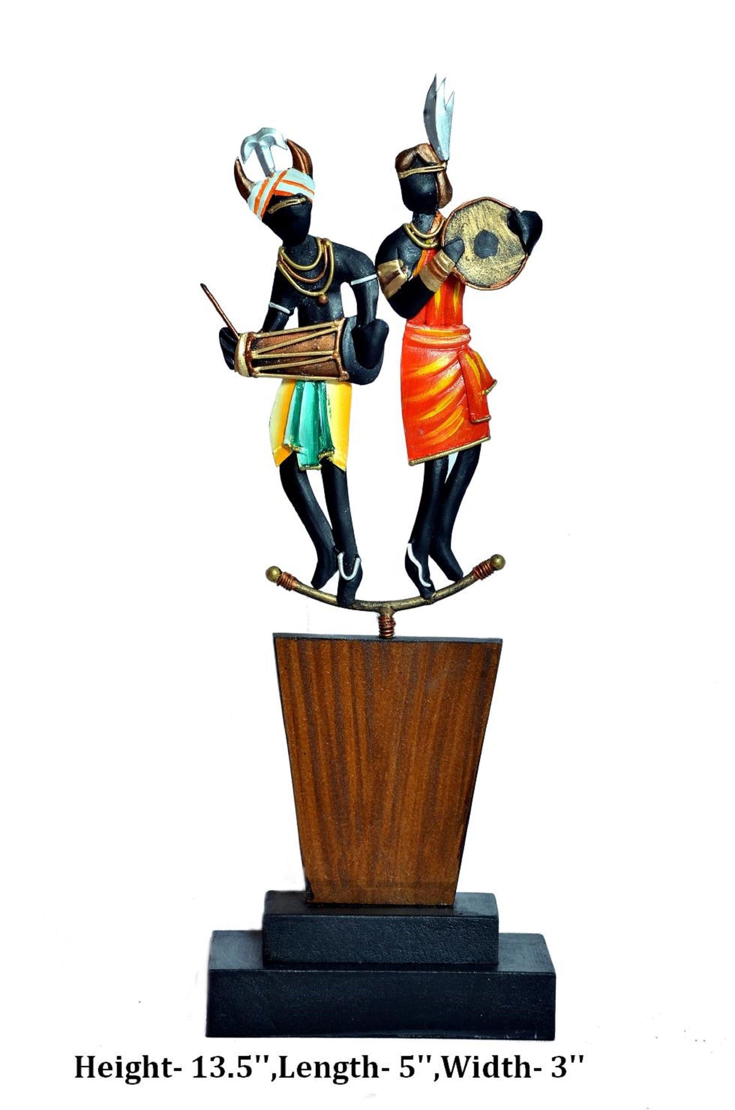 Pratibha Art Memento Tribal Couple Playing Dhol and Baja