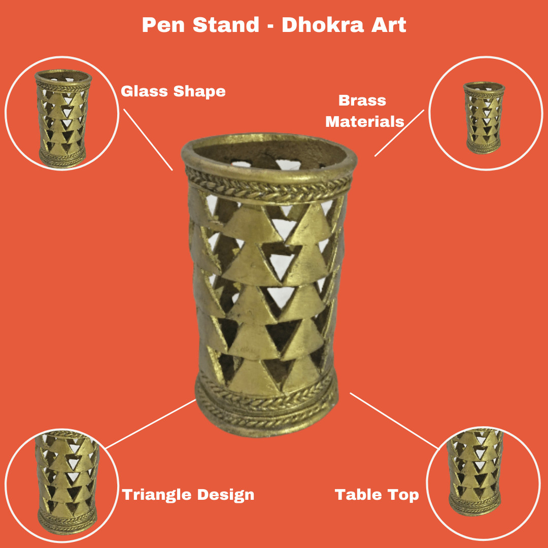 Pratibha Art Pen Stand 4.5" Bastar Art - Pen Stand: 4.5"