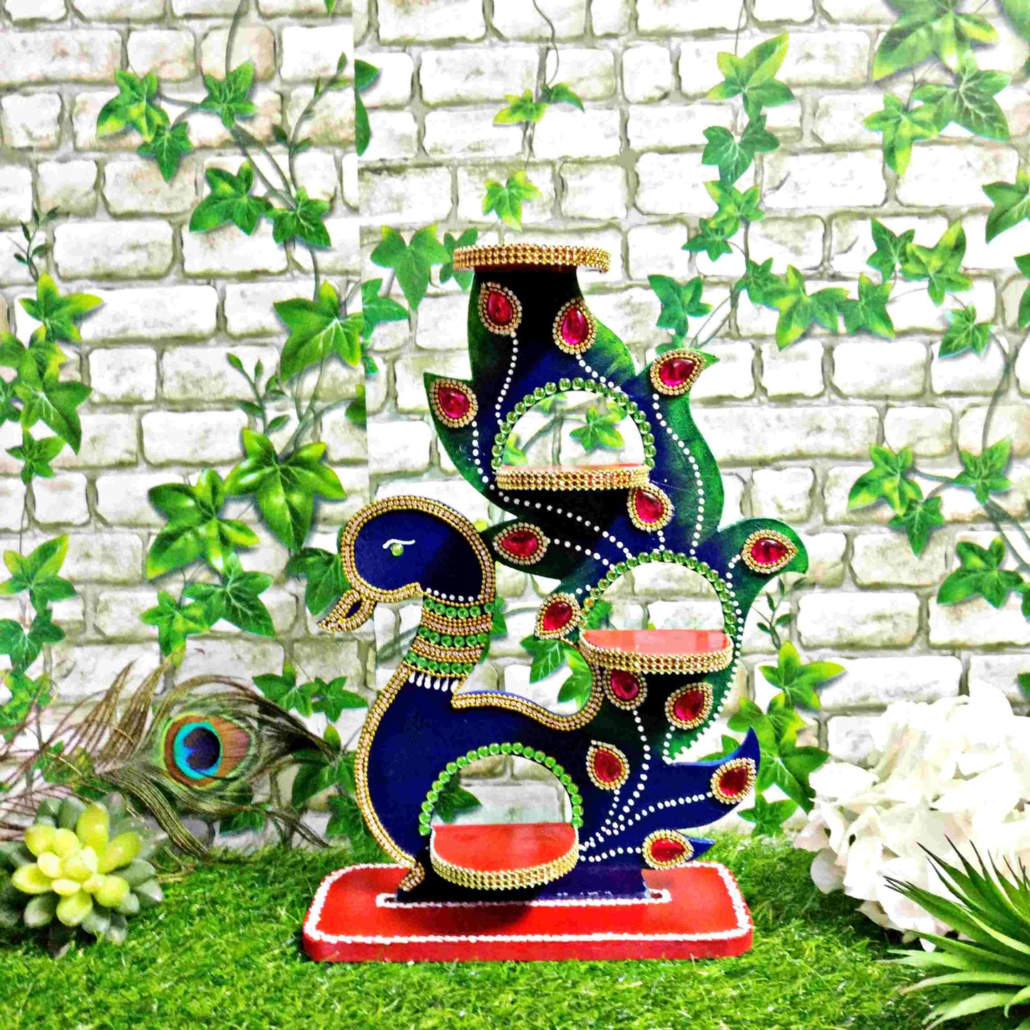 Pratibha Art Wall Decore Peacock Diya Stand