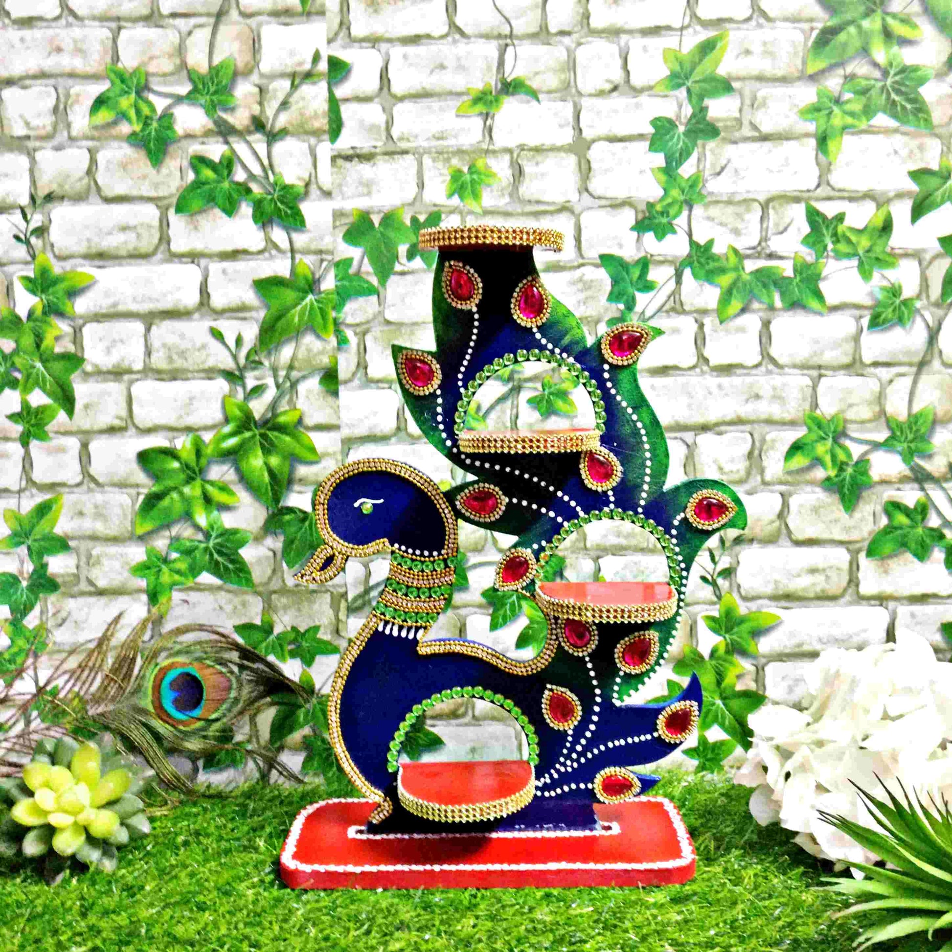 Pratibha Art Wall Decore Peacock Diya Stand