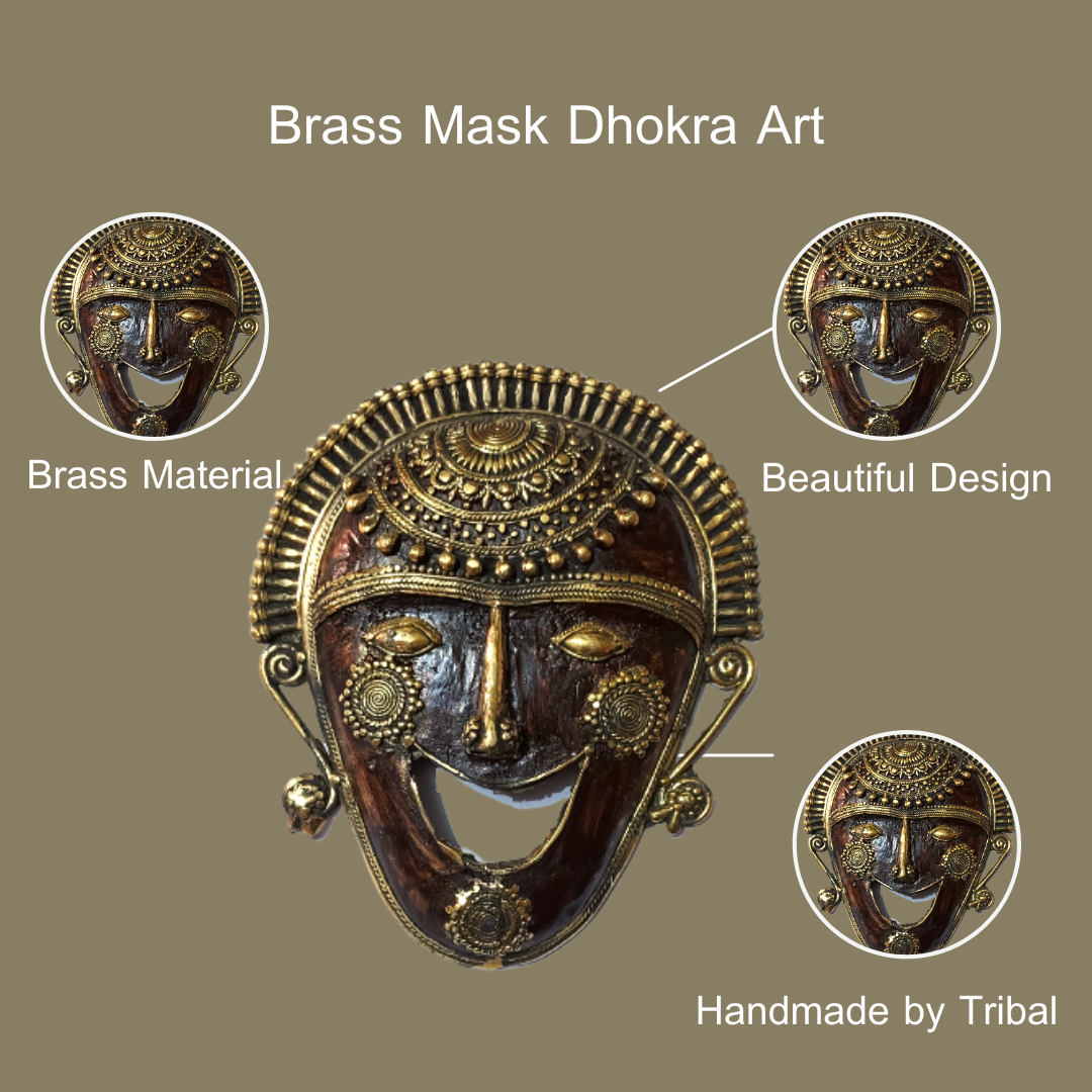 Brass Smiley Mask Dhokra Art