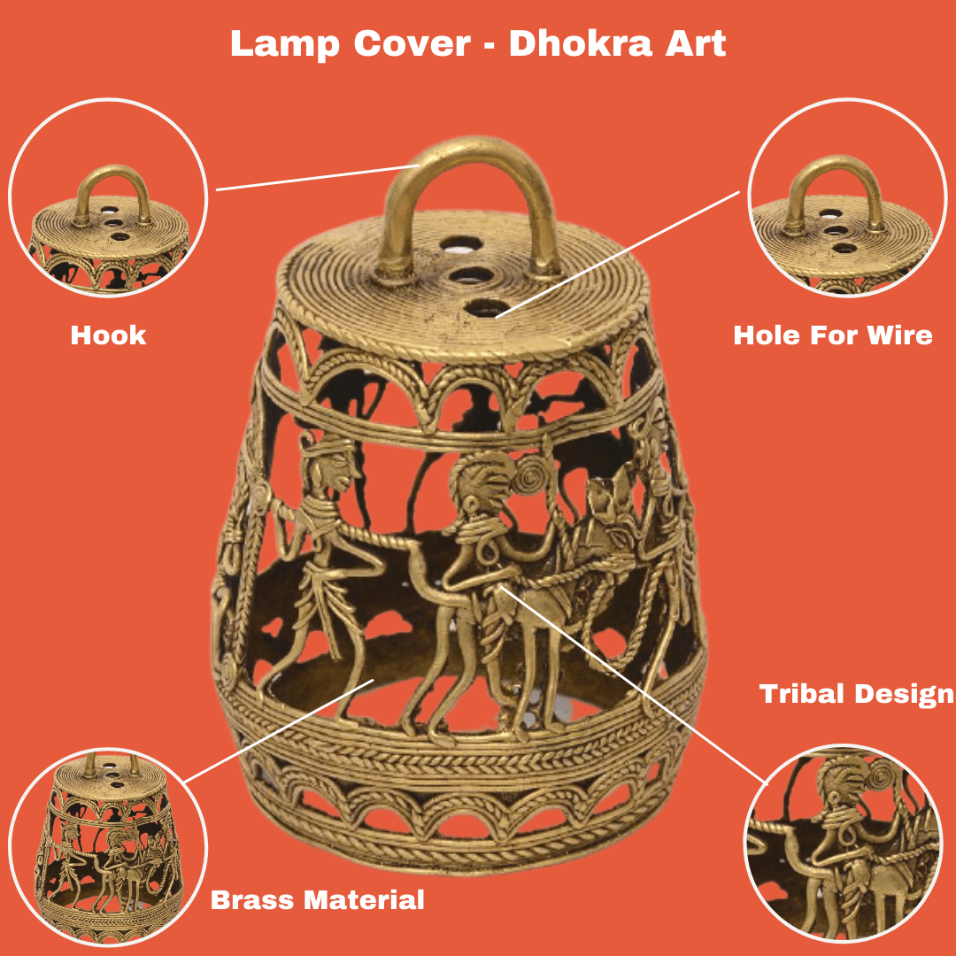 Pratibha Art Bastar Art Lamp 7" Bastar Art - Lamp Cover: 7"