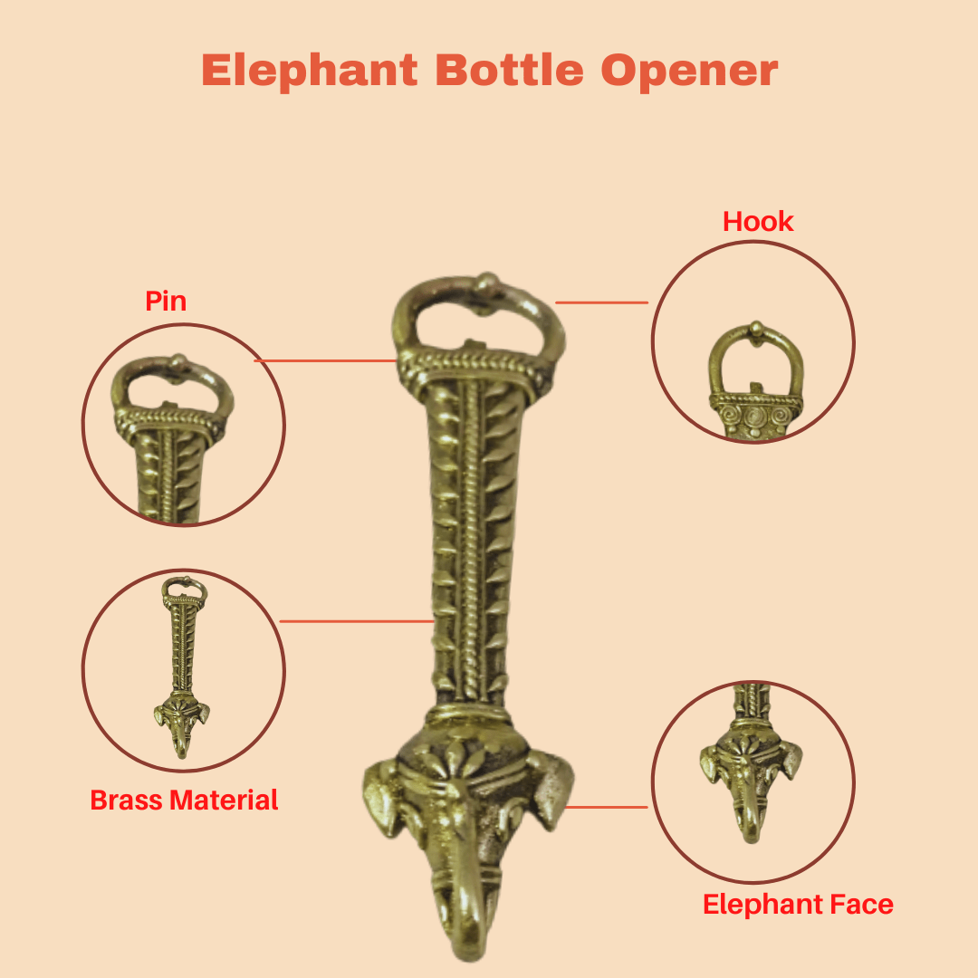 Pratibha Art Bottle Opener Brass Bottle Opener Elephant