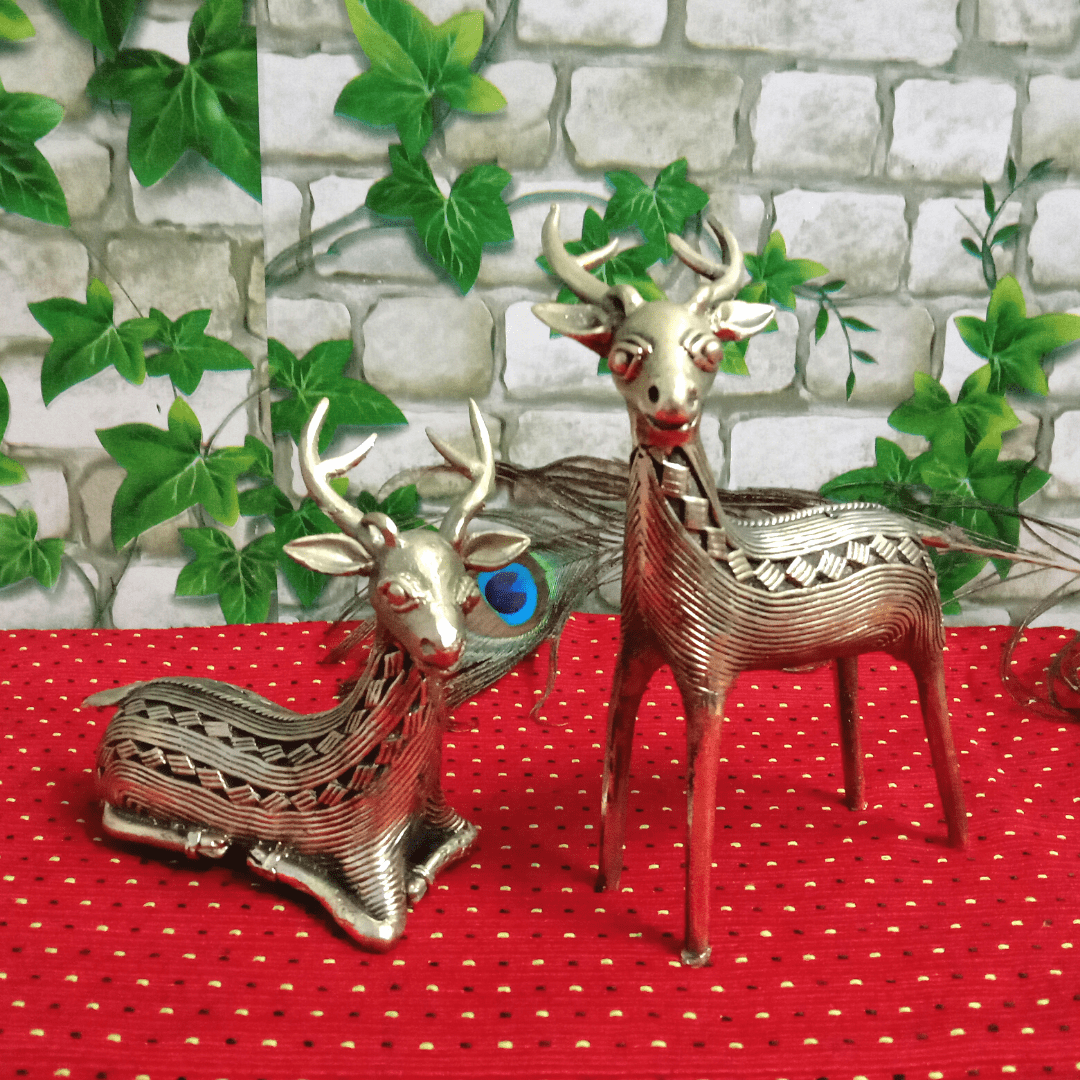 Pratibha Art Deer Pair Standing and Standing Deer Child Pair
