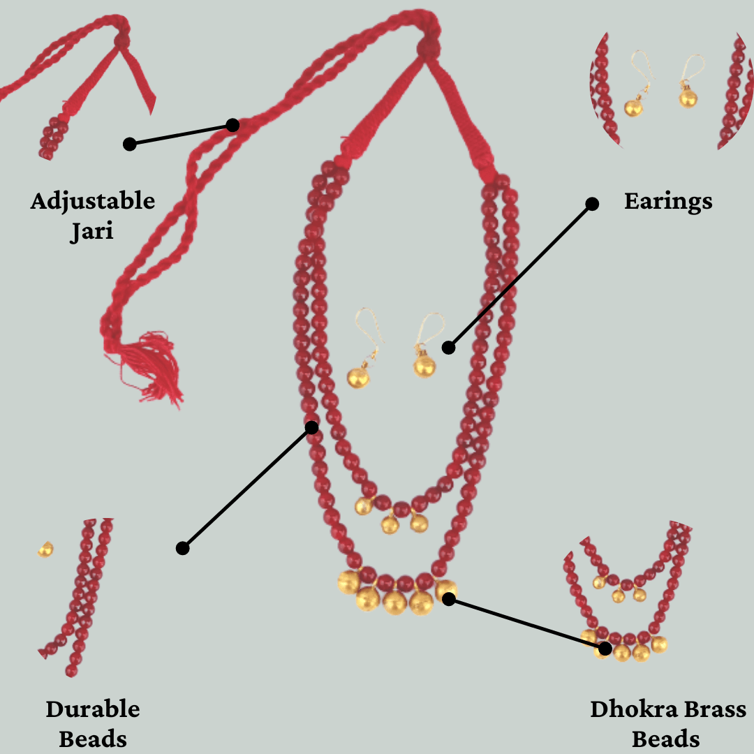 Pratibha Art Dhokra Jewellary Dhokra Art Jewelry-Red Beads
