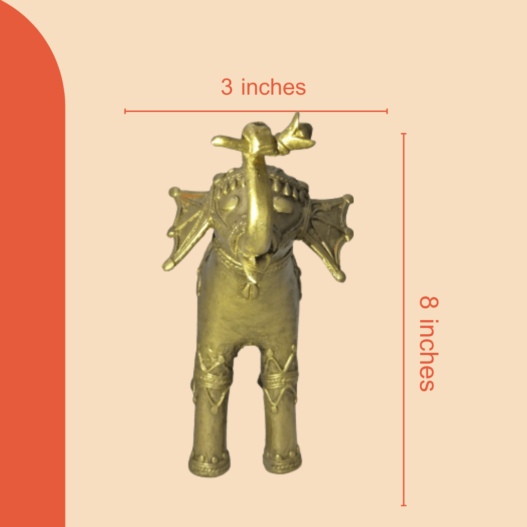 Pratibha Art Elephant- 2: 4"*4" Bastar Art: Elephant Upper Trunk