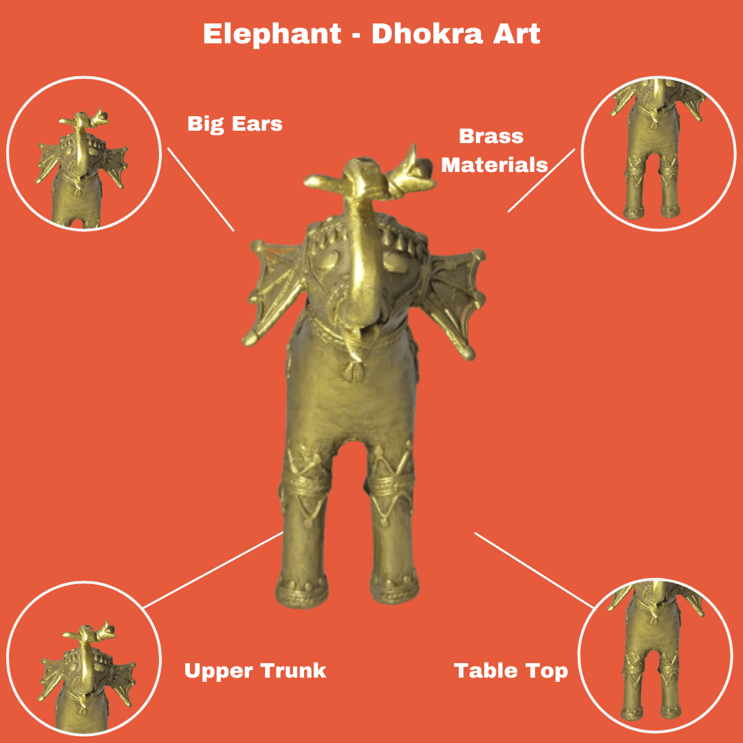Pratibha Art Elephant- 2: 4"*4" Bastar Art: Elephant Upper Trunk