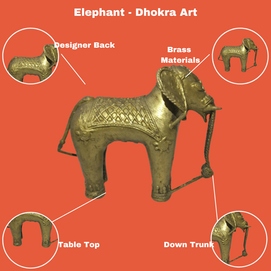 Pratibha Art Elephant: 4.5" * 8" Bastar Art-Elephant