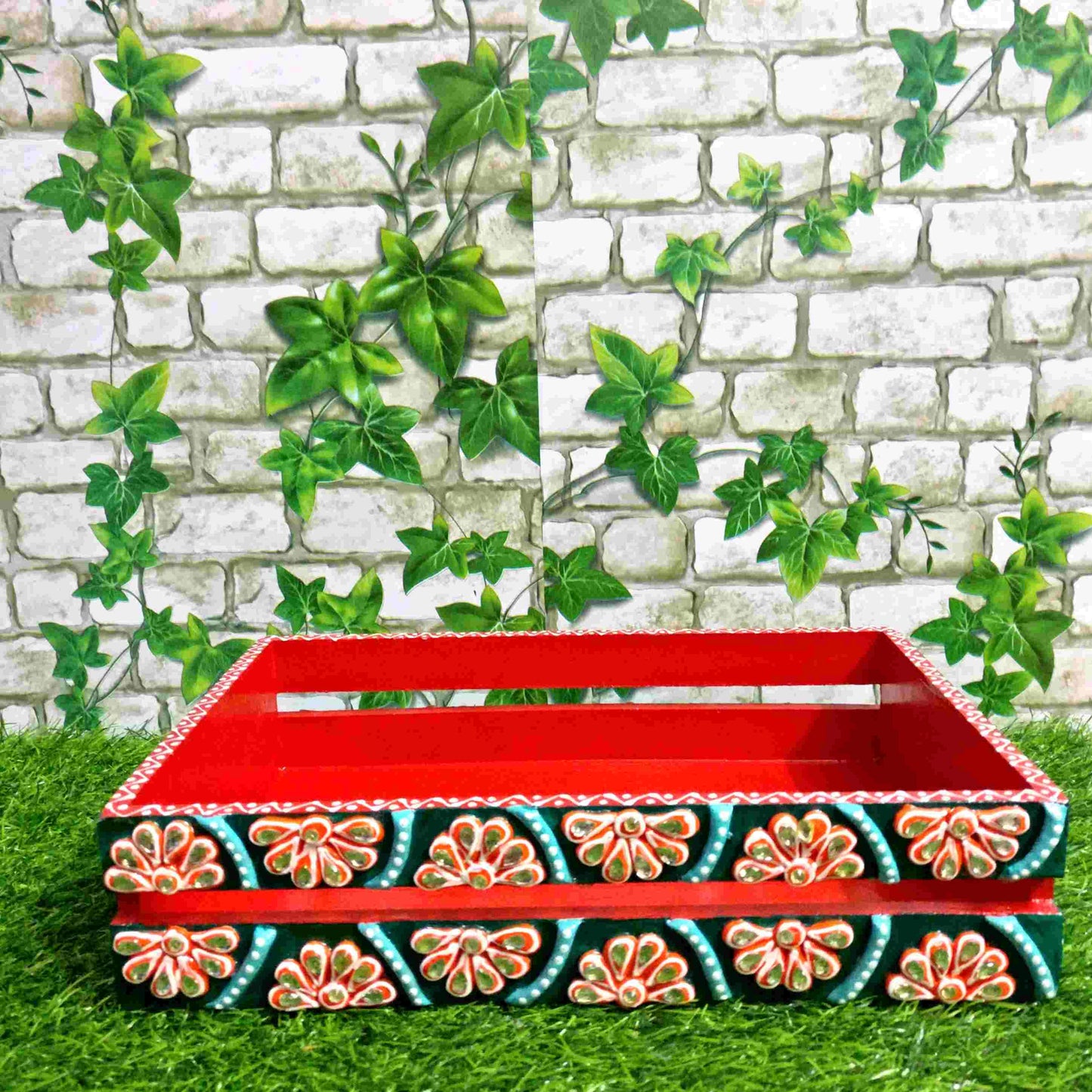 Pratibha Art Home Utility Wooden and Clay Tray