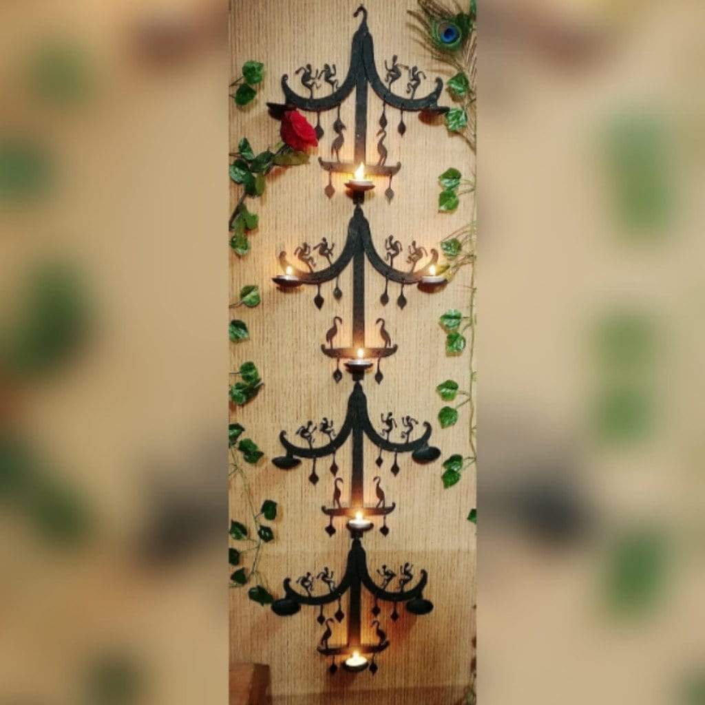 Wall Hanging Diya and Candle Stand - Branch Design