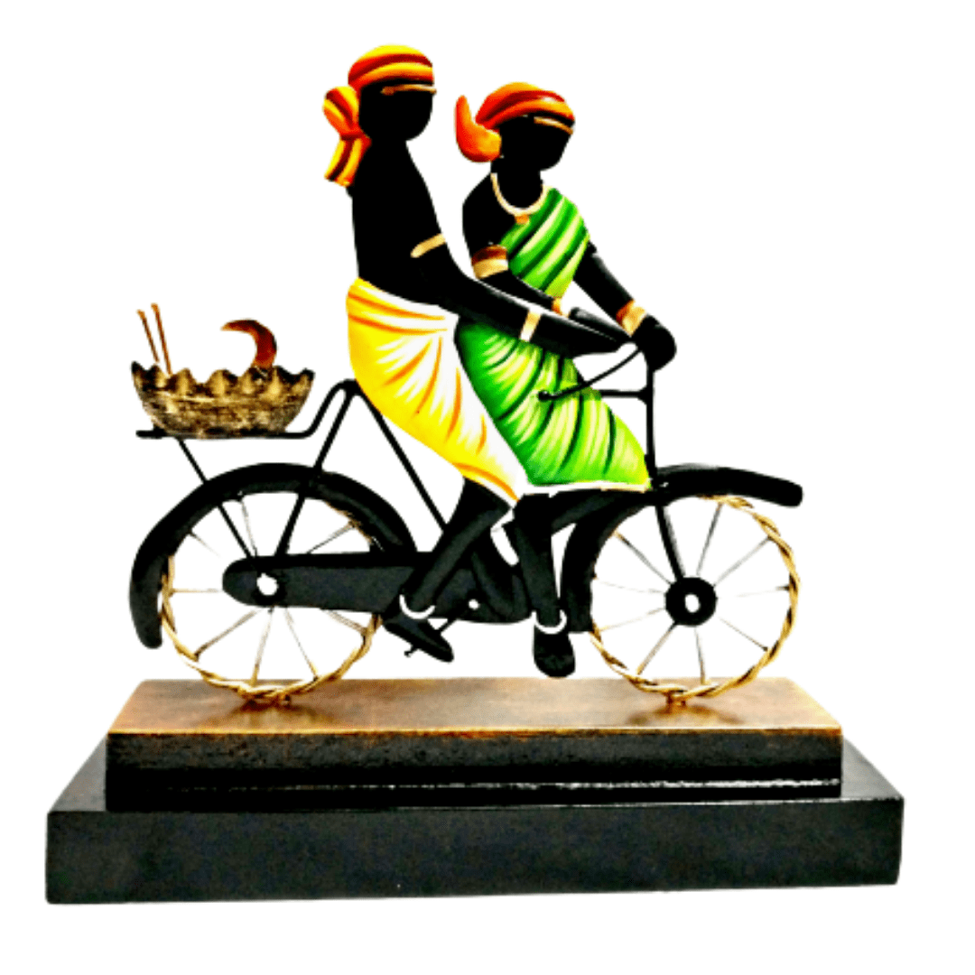 Pratibha Art Memento Couple Dance Big Tribal Couple On Bicycle