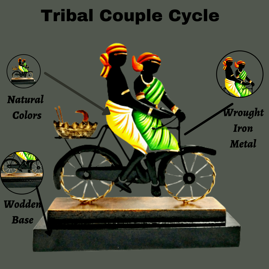 Pratibha Art Memento Couple Dance Big Tribal Couple On Bicycle