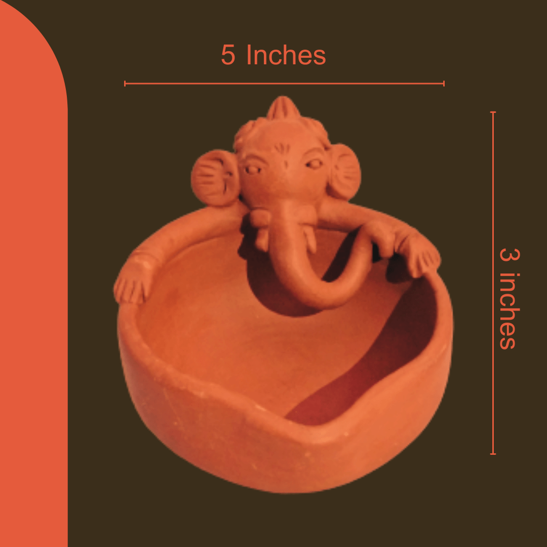 Pratibha Art Terracotta Diya Baby Ganesha  Diya