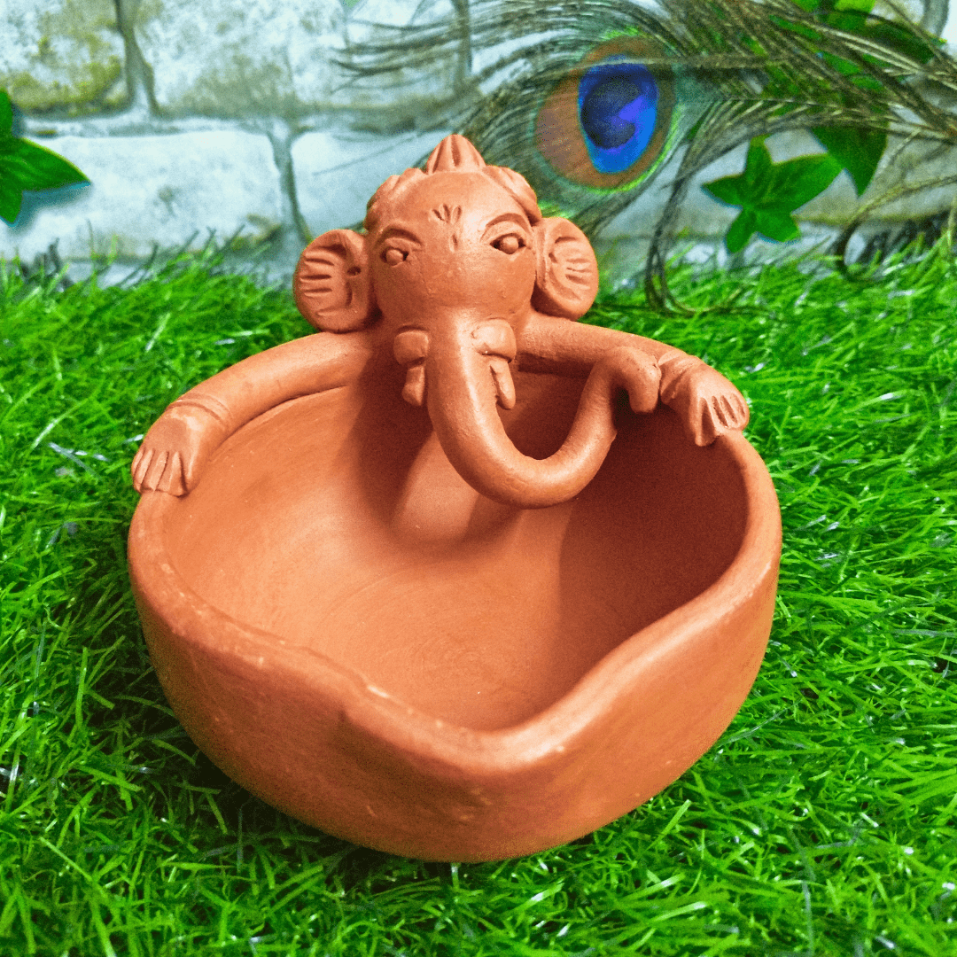 Pratibha Art Terracotta Diya Baby Ganesha  Diya