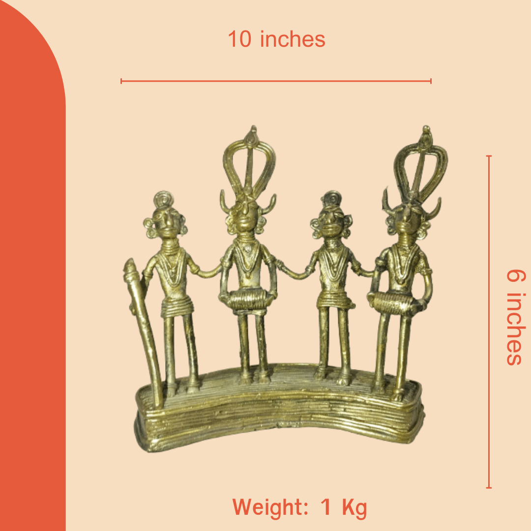 Pratibha Art Tribal -2: 6.5" Bastar Art Story Teller Dhokra Art