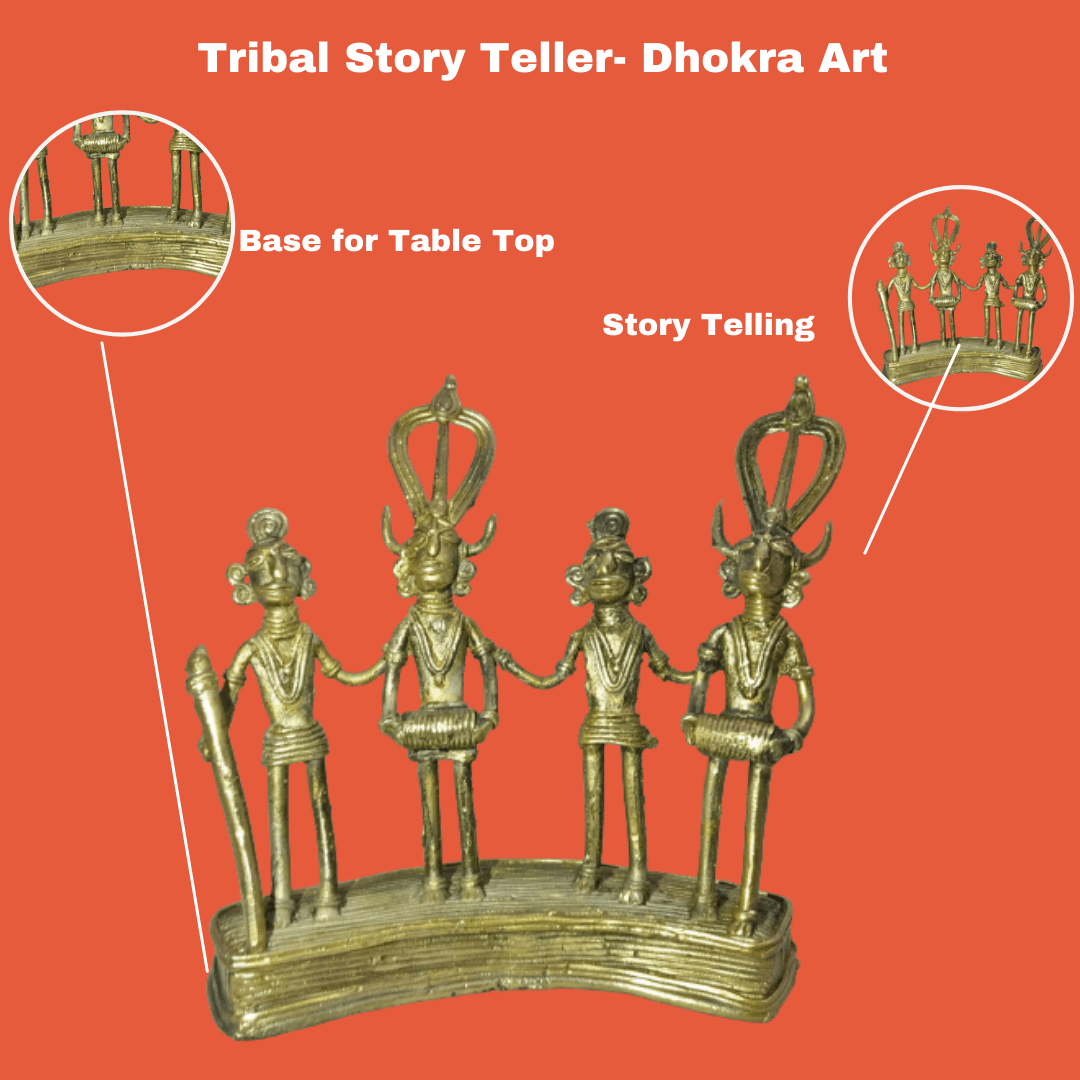 Pratibha Art Tribal -2: 6.5" Bastar Art Story Teller Dhokra Art