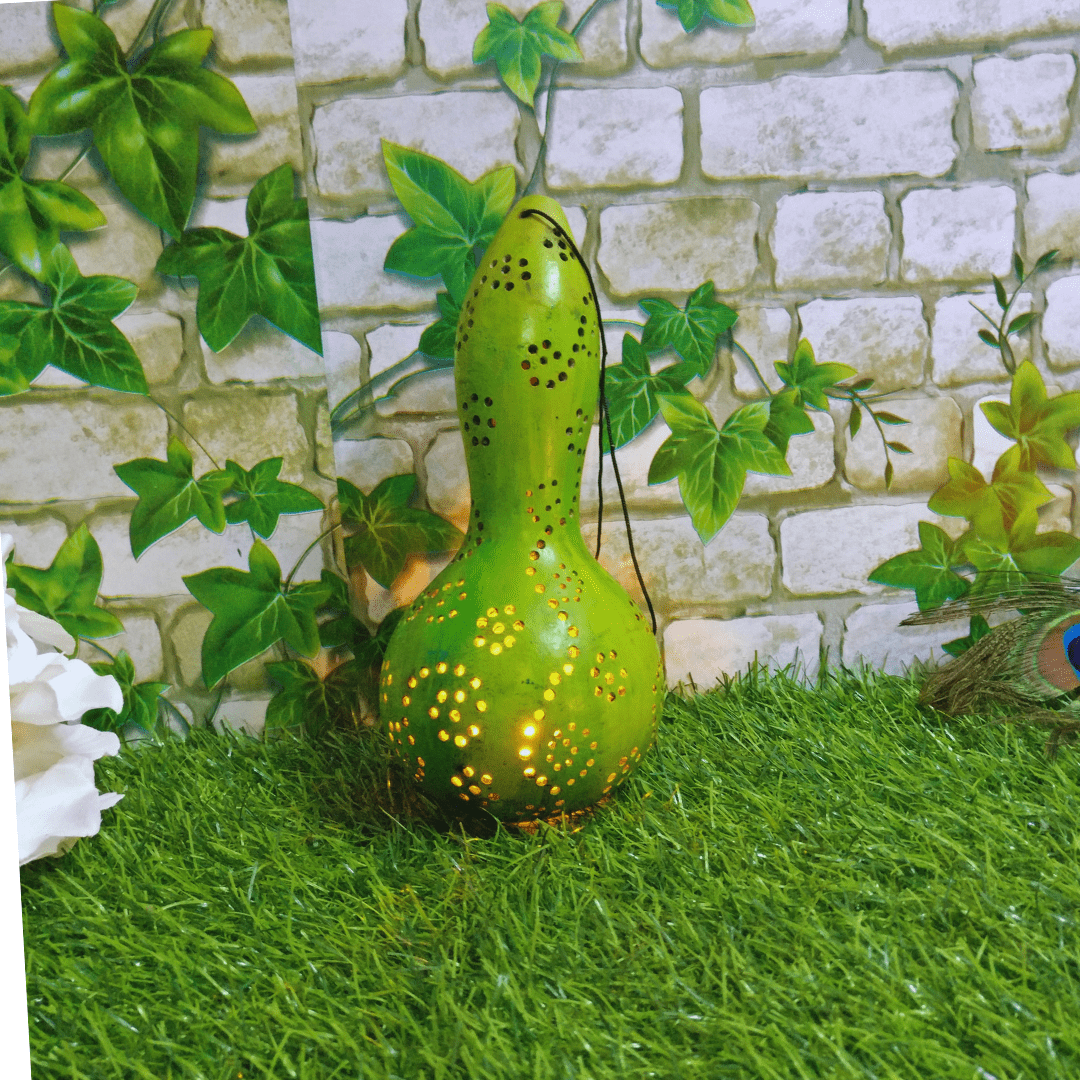 Pratibha Art Tumba Art Lamp Cover Green Floral Design Lamp Cover